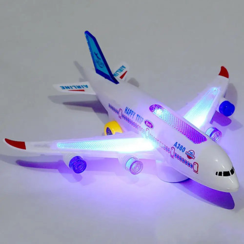 Миниатюры самолетов, вращение на 360°, электрический самолет A380, движущиеся мигающие огни, музыкальные игрушки, самолет, светодиодные мигающие огни, самолет