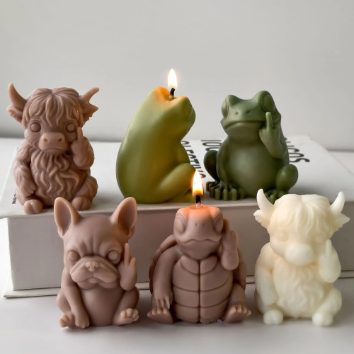 3D силиконовая форма для свечей в виде животных, сделай сам, собака, лягушка, восковая форма, гипсовый декор, ремесло, домашний аромадиффузор, изготовление подарков