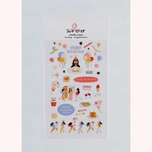 Suatelier No.1114 поздравительные наклейки с днем рождения, подарок для вечеринки, вырез воздушных шаров, поздравительные открытки и журналы, украшение «сделай сам»