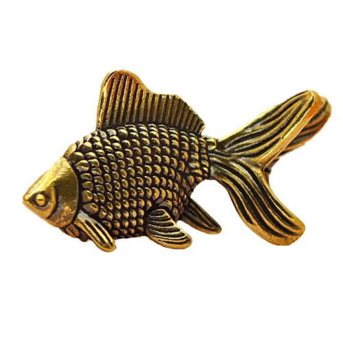 Милая винтажная латунная статуя золотой рыбки, древние реалистичные фигурки золотой рыбки, элегантная изысканная скульптура животного на удачу, Хэллоуин