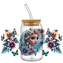 Наклейка Miniso серии Принцессы, наклейка на стаканы UV DTF, наклейка для 16 унций Libbey Glass, самоклеящаяся моющаяся переводная наклейка «сделай сам» с рисунком Эльзы