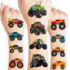 Временные татуировки Monster Truck, наклейки для детей и мальчиков, воздушные шары Monster Truck с днем рождения, большие колеса, гоночная вечеринка, фольгированный шар