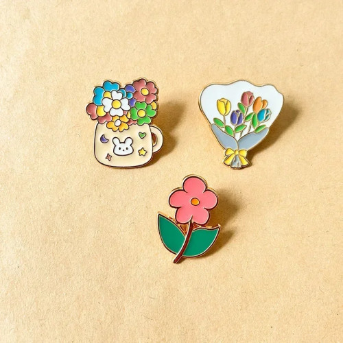 Kawaii мультфильм цветок декоративные броши металлические красивые цветочные мини-булавки одежда аксессуары для сумок