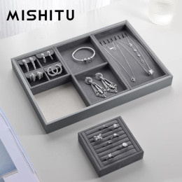 MISHITU Органайзер для ювелирных изделий Бархатный лоток для хранения ювелирных изделий Дисплей Кольцо Браслет Ожерелье Коробка для хранения Витрина Ящик-органайзер Лотки