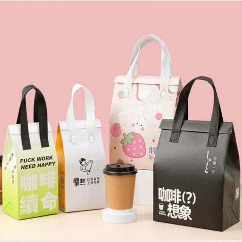 Нетканые Сумки-тоуты StoBag с логотипом на заказ, изоляционная портативная ткань, упаковка для еды и напитков, сохраняет тепло, холодную доставку