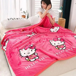 Одеяло с героями мультфильмов «Hello Kitty», Kawaii Kt Cat, домашний текстиль, фланелевое мягкое теплое одеяло, постельное белье, чехол для дивана для девочек, подарок