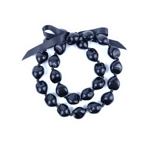Черное гавайское ожерелье Kukui Nut Lei Graduation Lei Wedding, ожерелье с орехами Lei Kukui
