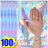 100/10 шт. переливающиеся самозапечатывающиеся пакеты, пластиковая лазерная сумка для хранения на молнии, конфеты, макияж, ювелирные изделия, подарок, водонепроницаемая упаковочная сумка для еды