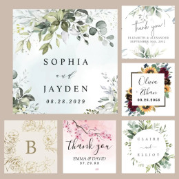 Custom square stickers, wedding stickers, favor boxes labels, photo stickers, rectangular stickers, made of kraft paper