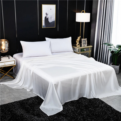 Однотонная плоская простыня из натурального шелка шелковицы, простыня King Queen Size, роскошная супермягкая удобная простыня