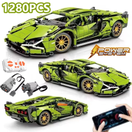 Технические 1:14 1280PCS/1314PCS Строительные блоки Гоночный автомобиль статической модели или дистанционного управления RC Cars Motor Kits Version Optionals Toys