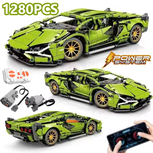 Технические 1:14 1280PCS/1314PCS Строительные блоки Гоночный автомобиль статической модели или дистанционного управления RC Cars Motor Kits Version Optionals Toys