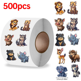 500 шт. зоопарк мультфильм животные мультфильм полицейский автомобиль самолет рулон наклейки мультфильм награды наклейки детские игрушки наклейки