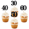 10 шт., черные топперы для капкейков, 30/40/50/60 лет