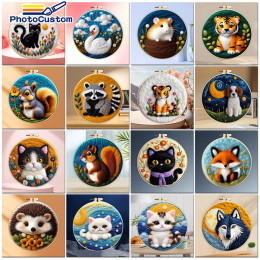 Набор игл для валяния PhotoCustom 20x20 см, иглы для валяния с рамочными иглами, набор для валяния кошек, фетр, упаковка «сделай сам», украшение из шерстяного фетра