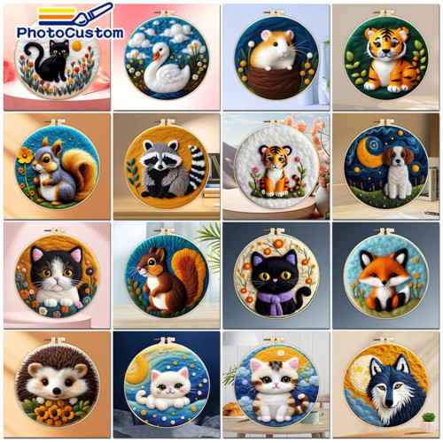 Набор игл для валяния PhotoCustom 20x20 см, иглы для валяния с рамочными иглами, набор для валяния кошек, фетр, упаковка «сделай сам», украшение из шерстяного фетра