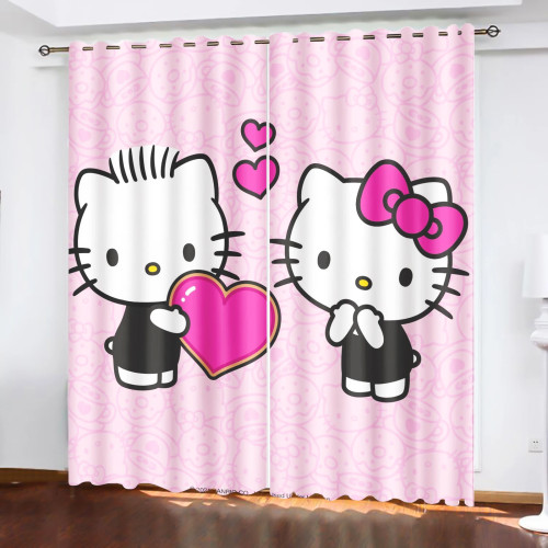 Шторы Hello Kitty с принтом для гостиной светонепроницаемые шторы для спальни, 1 шт., мультяшный пылезащитный перфорированный штор 튼, домашний декор