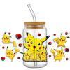 Miniso смешанные мультяшные рисунки, Pokemon с принтом в стиле Пикачу 3D UV DTF, переводки, японская наклейка на чашку 16 унций для самостоятельного изготовления стекла