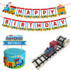 Украшение для дня рождения на тему поезда Choo Choo Train Happy Birthday Banner Топпер для торта Транспортная вечеринка Два Декор для вечеринки