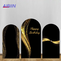 Задний фон AIBIIN с изображением арки на день рождения, Черное золото, мерцание, украшение для вечеринки на день рождения, женский и мужской торт, фотозона, фон для фотосъемки