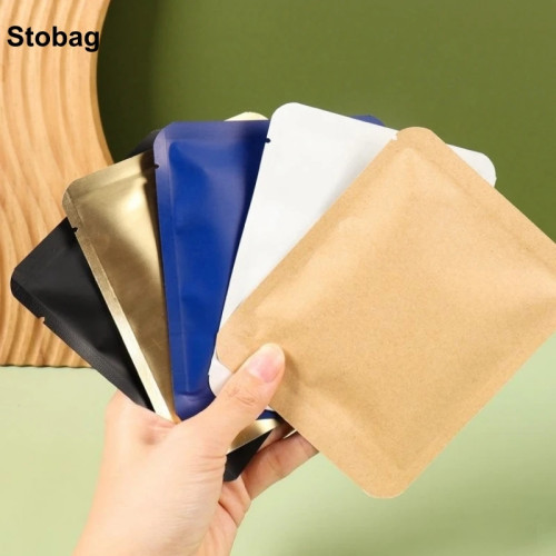 StoBag 100 шт., упаковочная сумка для кофейного порошка, крафт-бумага, алюминиевая фольга, пластик, маленькая герметичная термосвариваемая сумка для хранения чайных орехов