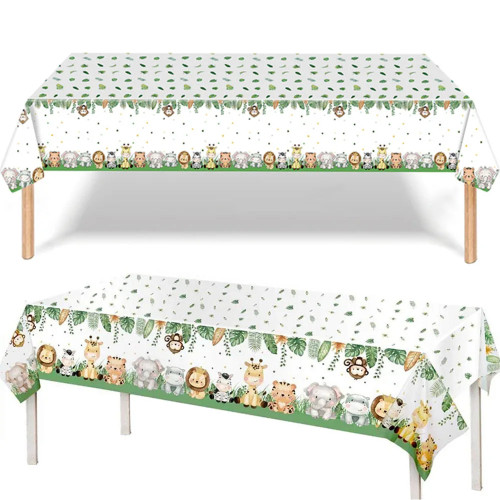 1-5 упаковок скатерти в стиле сафари в джунглях, чехол для стола с животными, декор для детского душа, товары для дня рождения в стиле зоопарка для детей, пластиковая скатерть
