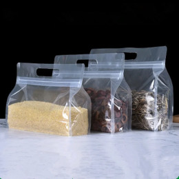 50 шт., прозрачная пластиковая широкая сумка на молнии, Doypack, стоячая боковая ластовица, закрывающиеся пакеты с застежкой-молнией, пакеты для упаковки пищевых продуктов, сахар, чай