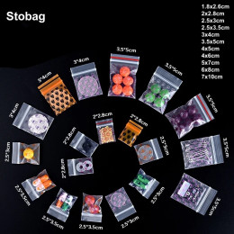 StoBag 100 шт., прозрачные мини-пластиковые пакеты на молнии с героями мультфильмов, маленькая герметичная упаковка для ювелирных изделий, водонепроницаемая многоразовая сумка для хранения