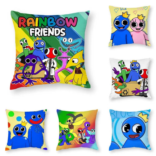 Наволочка с мультяшной игрой R-Rainbow Friends, 3D принт, полиэфирное волокно, 40*40 см, украшение для домашнего дивана, праздничный подарок
