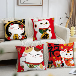Подушка Maneki Neko Rich Luck Money Cat для спальни, автомобиля, кофейни, комнаты, мягкая и гостиная, диван, декоративная наволочка