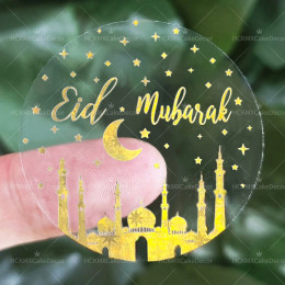 5 листов Ид Мубарак, прозрачная наклейка с горячим тиснением для тематической вечеринки Рамадана, подарочная упаковка, декоративные наклейки