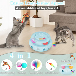 Интерактивные игрушки для кошек INKZOO 4-в-1 для домашних кошек, автоматические мыши с 6 отверстиями Whack-A-Mole, растягивающаяся бабочка, трековые шарики, USB