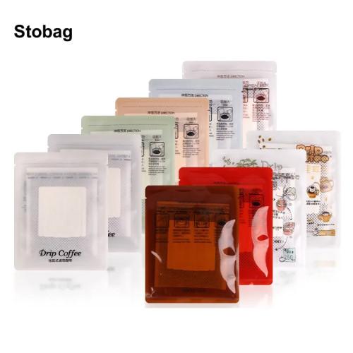 StoBag 100 шт., цветная прозрачная подвесная сумка для капельного кофе, прозрачная упаковка, маленький карман, герметичный чехол для хранения зерен, чайного порошка