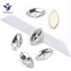 YANRUO 3223, все размеры, прозрачные швейные бусины с кристаллами Navette, стразы с плоской задней частью, пришивные стразы для одежды