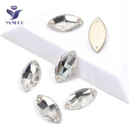 YANRUO 3223, все размеры, прозрачные швейные бусины с кристаллами Navette, стразы с плоской задней частью, пришивные стразы для одежды