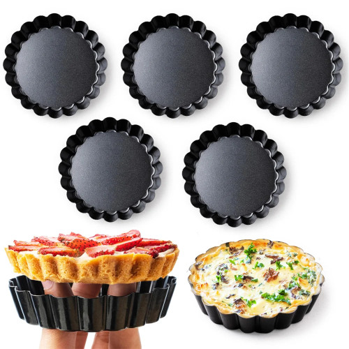 8/10/12 см мини-формы для пирогов, формы для яичных пирогов со съемным дном, антипригарным покрытием, маленькие рифленые формы для кексов, блюда для пирогов