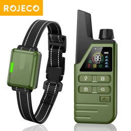 ROJECO электрический ошейник для дрессировки собак IPX7 водонепроницаемый ошейник для остановки лая собаки с дистанционным управлением перезаряжаемое устройство против лая