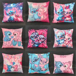 Наволочки с принтом Stitch and Angel Love: очаровательный дизайн для уютного декора! Чехол на диван, односторонняя печать.