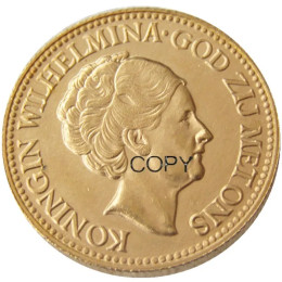 Нидерланды, набор (1925-1933) 5 шт. Wilhelmina I, 10 гвольденских позолоченных копий декоративной монеты