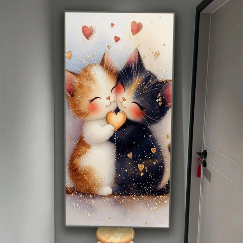 Алмазная живопись, сделай сам, Алмазная мозаика, два милых кота, поцелуние, 5D, полный квадратный горный хрусталь, вышивка крестиком, подарок на день Святого Валентина ручной работы