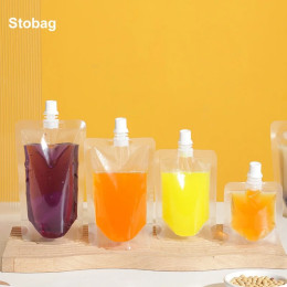 StoBag 100 шт., оптовая продажа, прозрачная упаковка для жидкости, сумки с насадками для питья, прозрачный герметичный многоразовый чехол для хранения сока и напитков