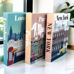 Париж Нью-Йорк Поддельные книги Украшение Роскошные декоративные книги Архитектура Журнальный столик Декор для спальни Ящик для хранения с дистанционным управлением