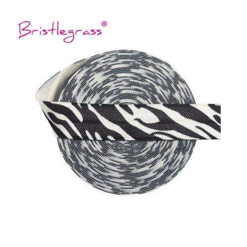 BRISTLEGRASS 2 5 10 ярдов 5/8"15 мм с принтом зебры в полоску FOE складная эластичная атласная лента из спандекса повязка на голову DIY швейная отделка