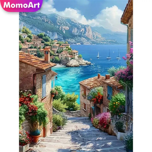 Momoart Cat Алмазная картина Животное Красочная Алмазная мозаика Картина Стразы Луна Настенный декор