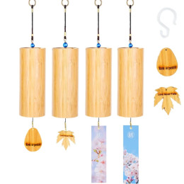 Натуральный бамбуковый колокольчик для медитации, релаксации, колокольчика для улицы, сада, звуковое исцеление, винтажный колокольчик, патио, украшения для дома