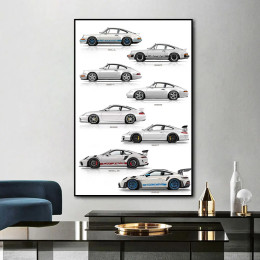 911 поколения красочный постер для автомобиля Canvsa печать живопись Домашний декор настенное Искусство украшение подарок для любителей автомобиля без рамки