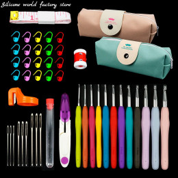 Silicone World 45/37 шт. набор для вязания крючком DIY ручные инструменты для вязания наборы инструментов для плетения шерстяных с сумкой для хранения крючок набор игл