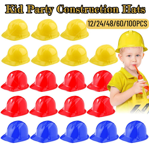 12 - 100 PCS Детские строительные шляпы Пожарные Шляпы Мягкие пластиковые Шляпы Пожарные Темы День рождения Шляпы Мальчики Рабочие Ролевые игры Реквизиты