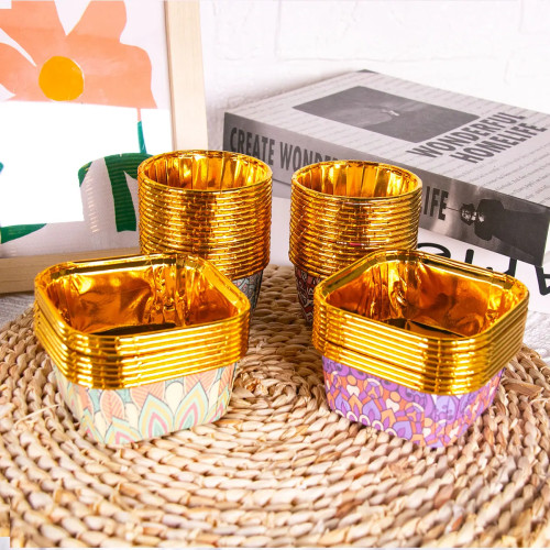50 шт., вкладыши для кексов из золотой фольги, украшение для Рамадана, чашка для выпечки торта, 2025 муслин, Ид Мубарак, вечерние принадлежности для кексов для кексов