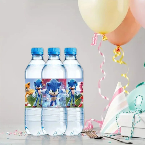 Этикетка для бутылки с водой Sonic, украшение для дня рождения, стеклянная чашка для сока, водонепроницаемая наклейка, детские товары для вечеринок «сделай сам», подарки, игрушки